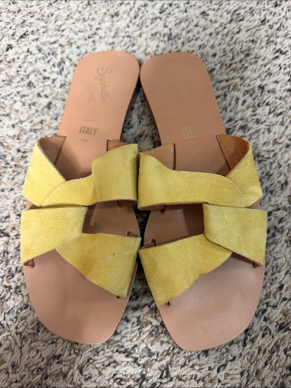 Yellow Suede Slide Sandals - Italy